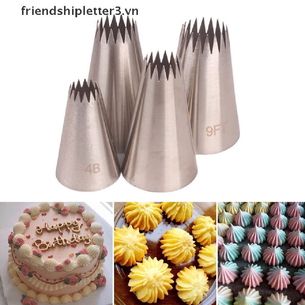 Set 4 Đuôi Bắt Bông Kem Trang Trí Bánh Bằng Thép Không Gỉ