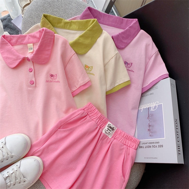 Set Áo polo Ngắn Tay + Quần Short Thời Trang Hàn Quốc Cho Nữ