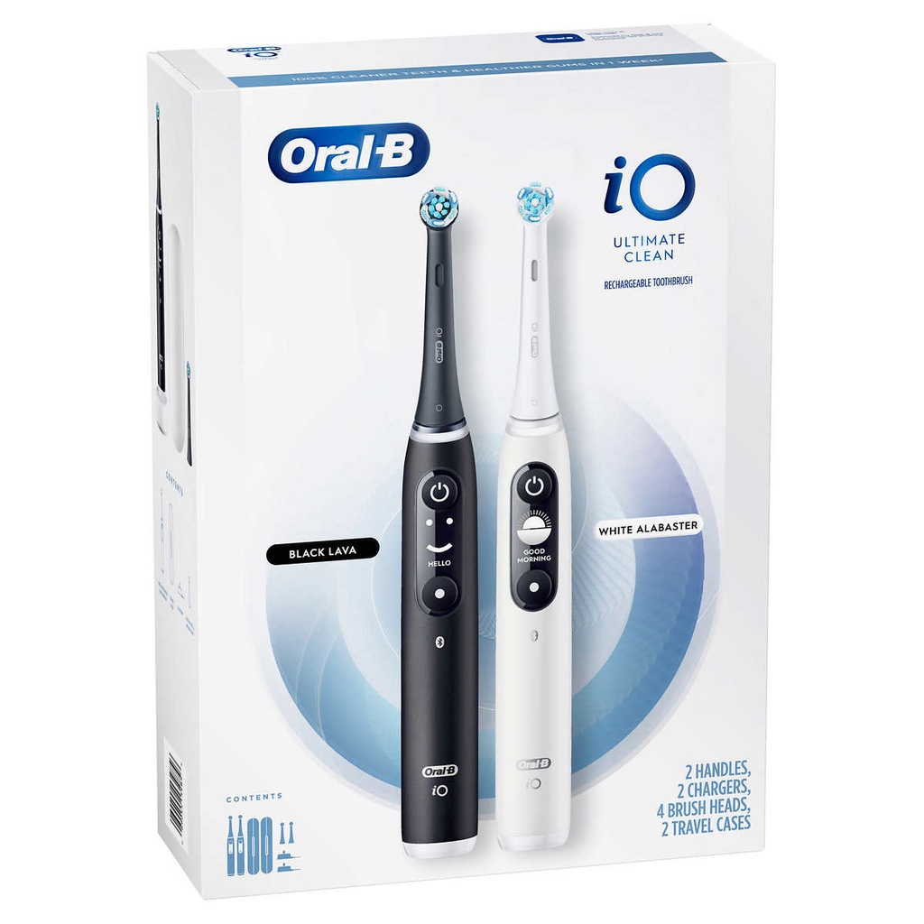 Bộ 2 bàn chải máy Oral-B iO Ultimate Clean, Black Lava/White Alabaster