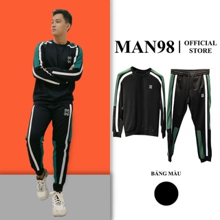 Bộ thể thao nam thu đông cổ tròn thêu logo, đồ bộ nỉ nam cao cấp man15 *
