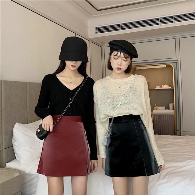 (Sẵn M/L) Chân váy da Quảng Châu / Váy chữ A da PU | BigBuy360 - bigbuy360.vn