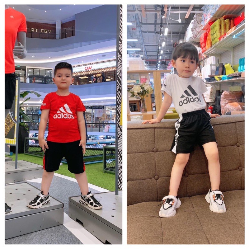 Tặng Bộ Thể Thao Adi.das Cho Bé 10-12kg 89k Màu Đỏ Cổ Tròn Cotton Việt Nam 100%