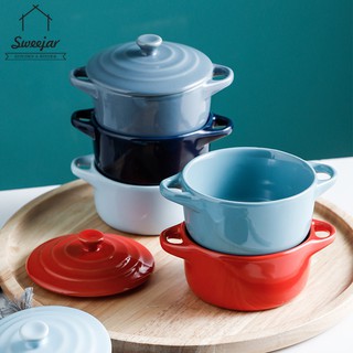 Ceramic Baking Bowl Roasting Pan Soup Bowl Dessert Dish Bakeware with lid Microwave and Oven safe