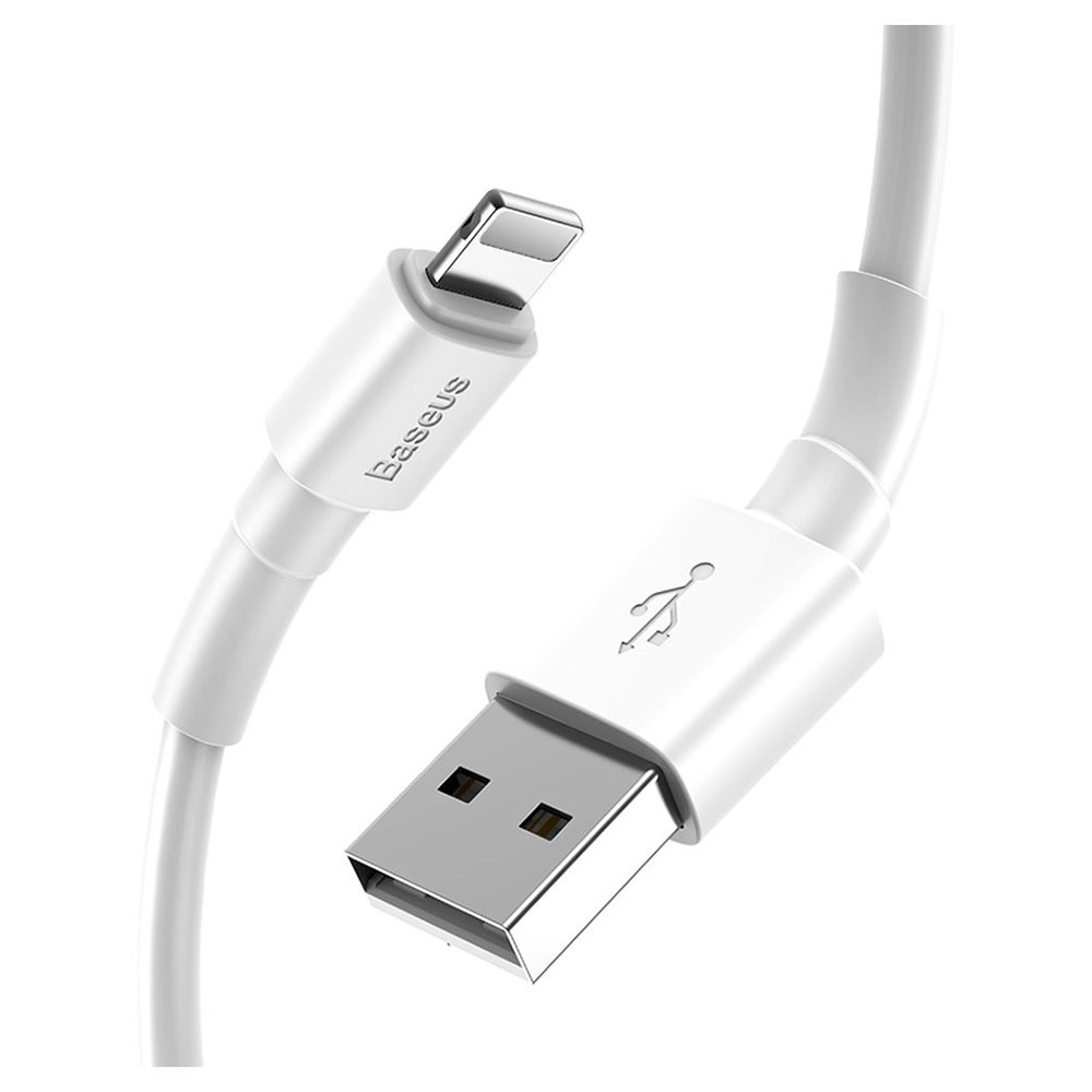 [Mã 2404EL10K giảm 10K đơn 20K] Cáp sạc lightning Baseus CALSW-02 dành cho Iphone/Ipad dài 1m max 2.4A (trắng)