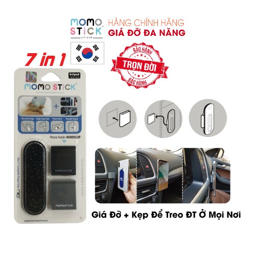 Giá Đỡ ĐT Đa Năng 7 in 1 Momostick Chính Hãng_Bảo Hành Trọn Đời_Giá đỡ điện thoại trên xe hơi_silicon+kẹp