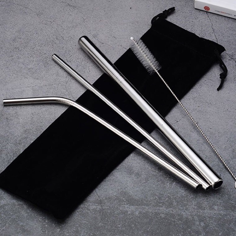 Bộ 3 ống hút inox kèm cọ rửa