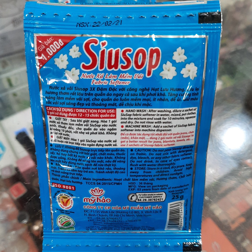 Nước xả vải Siusop hương hoa Lài dây 30ml x 10 gói/1 dây