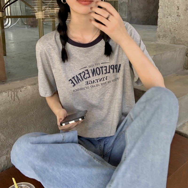 Áo Thun Nữ Cổ Tròn Ngắn Tay In Họa Tiết 44883