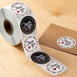 Cuộn 500 tem Sticker Thank you in màu tự dính - Tem cảm ơn siêu dễ thương