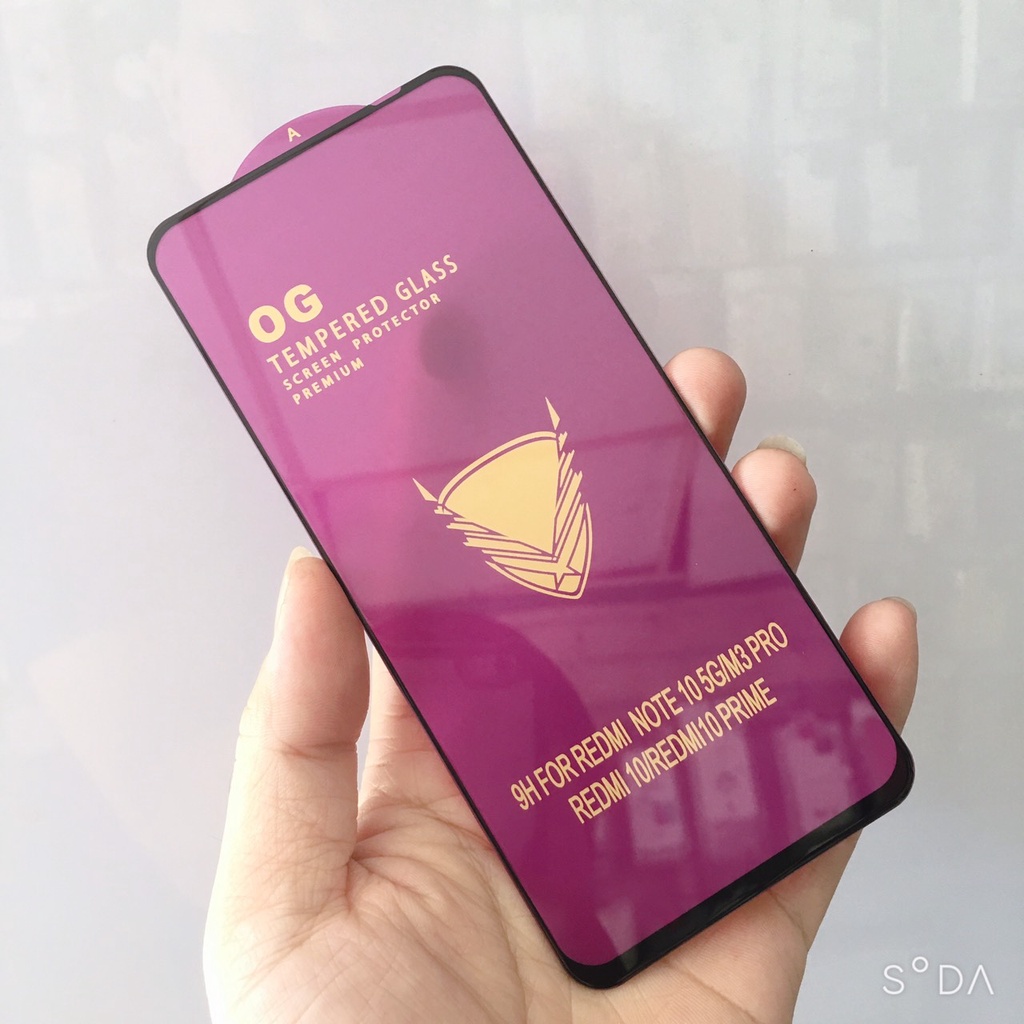 Cường lực Xiaomi Redmi 10/Redmi Note 10 5g, Redmi Note 11 4g  full màn hình hiệu OG tím, viền mỏng, hàng chuẩn