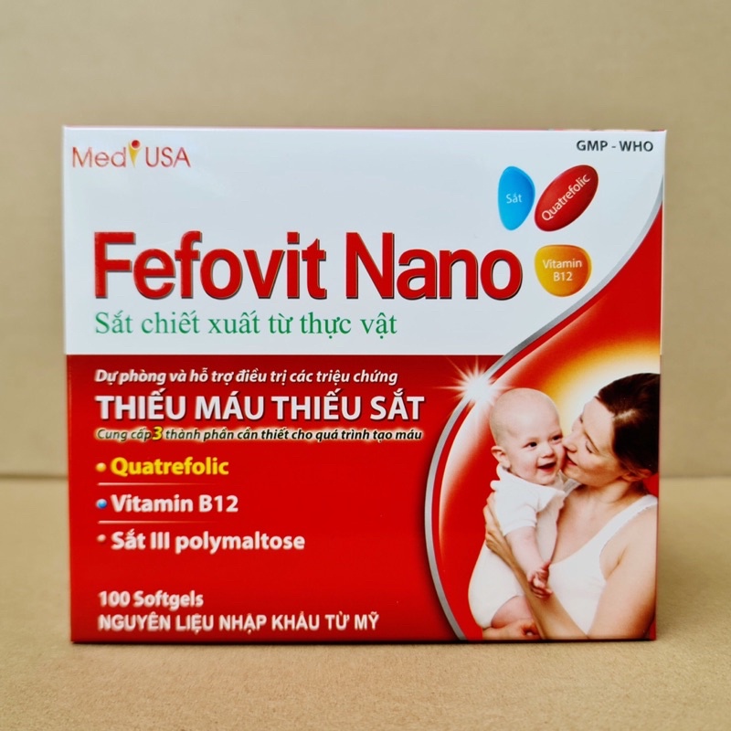 Fefovit Nano Bổ Sung Sắt, Tăng Cường Lưu Thông Máu Cho Phụ Nữ Mang Thai Hộp 100 viên | Thế Giới Skin Care