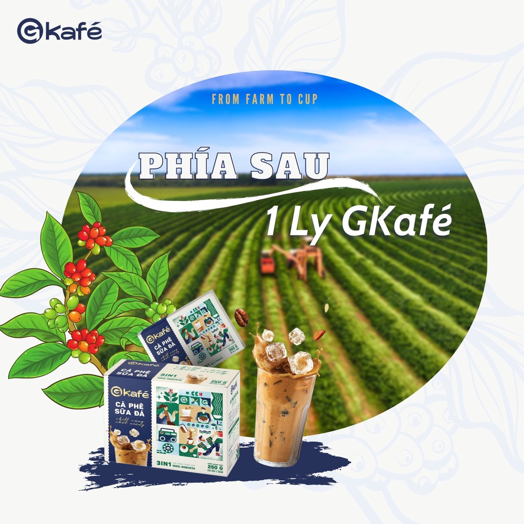 Cafe G-kafe sữa đá 3 trong 1 đậm vị, cafe việt chuẩn vị hộp 10 gói