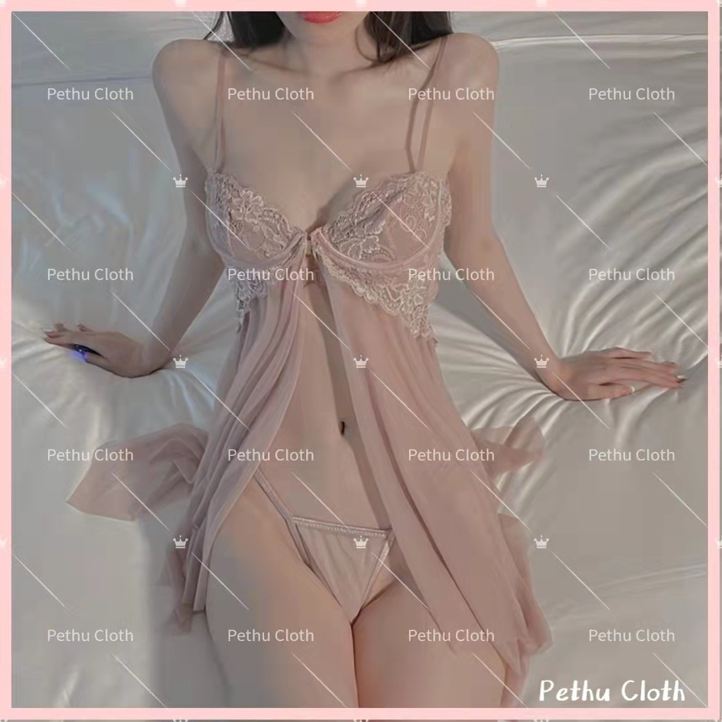 （Q1,HCM)  Có gọng kẽmĐồ ngủ sexy nữ2 dây ren hở lưng xuyên thấu cup ngang tôn dáng nâng ngực 40-65kg--010