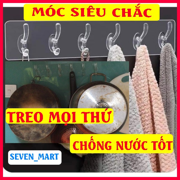 [Hàng Có Sẵn] Móc Dán Tường Trong Suốt 6 Nhánh Treo Dính Siêu Chắc