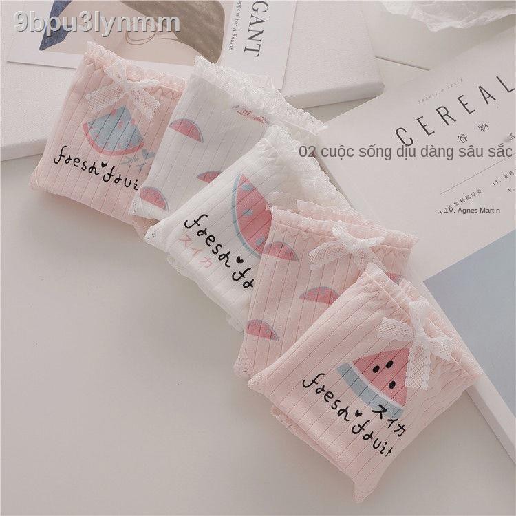 5 đồ lót cotton dưa hấu nhỏ giữa eo của phụ nữ Nhật Bản dễ thương in ren bằng vải cô gái túi đeo hông quần sịp thoá