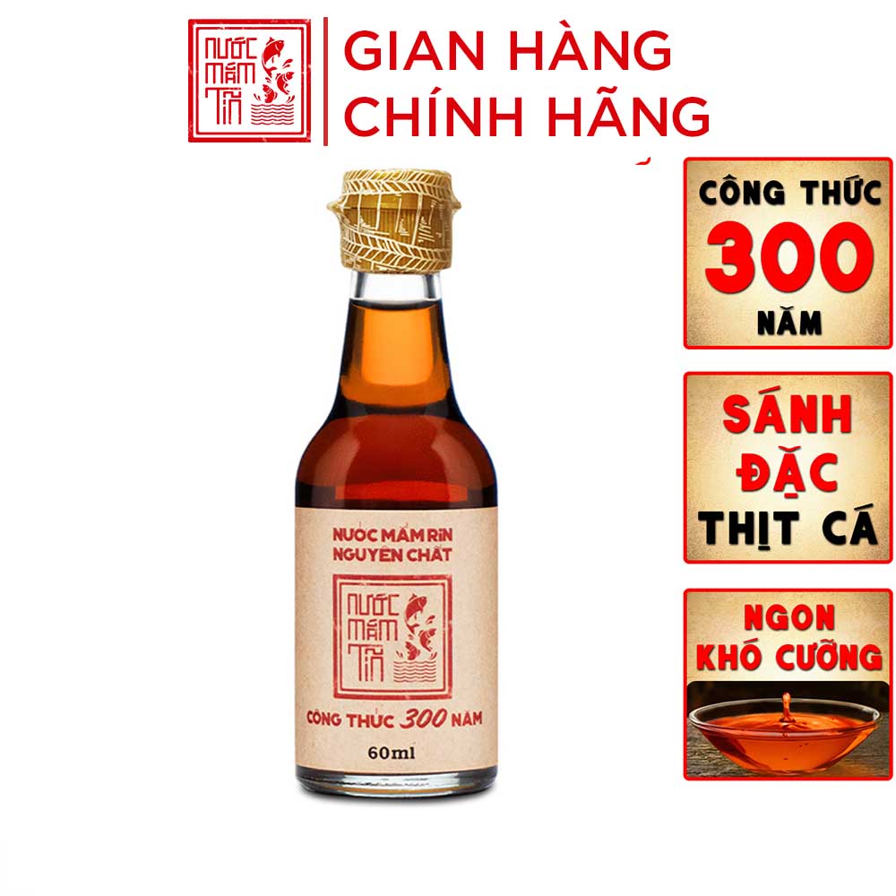 Nước Mắm Tĩn Nhãn Đỏ cá cơm than Mini 40N 60ml/chai Rin Nguyên Chất Truyền Thống