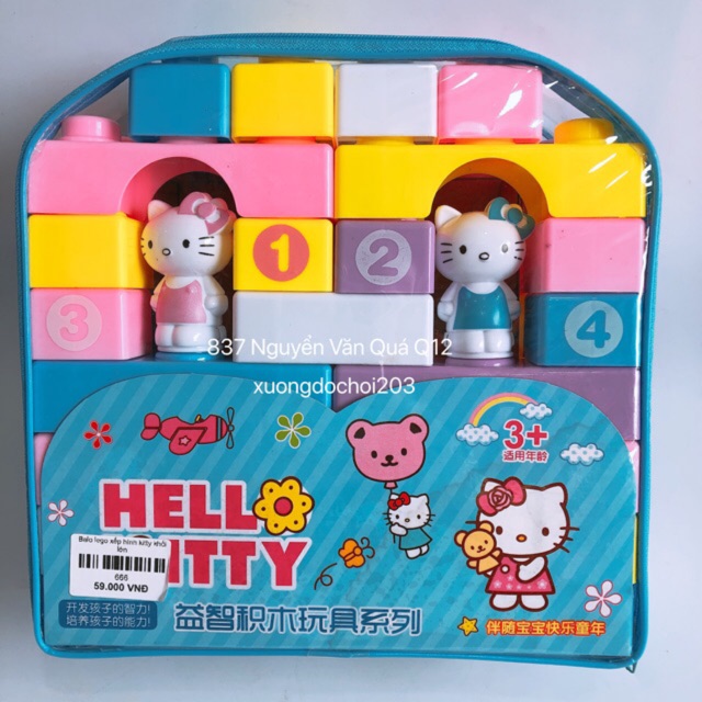 Túi đồ chơi lego xếp hình khối lớn mẫu kitty cực đẹp dành cho bé thích lắp ráp ghép hình sáng tạo