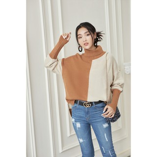 Áo len dài tay cổ cao phối thân - 20Again