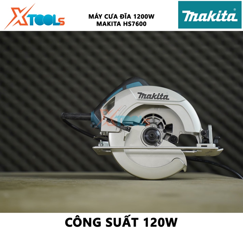 Máy cưa đĩa Makita HS7600 | máy cưa gỗ công suất 1200W tốc độ không tải 5200 vòng/phút đường kính lưỡi 185mm xẻ pha phôi