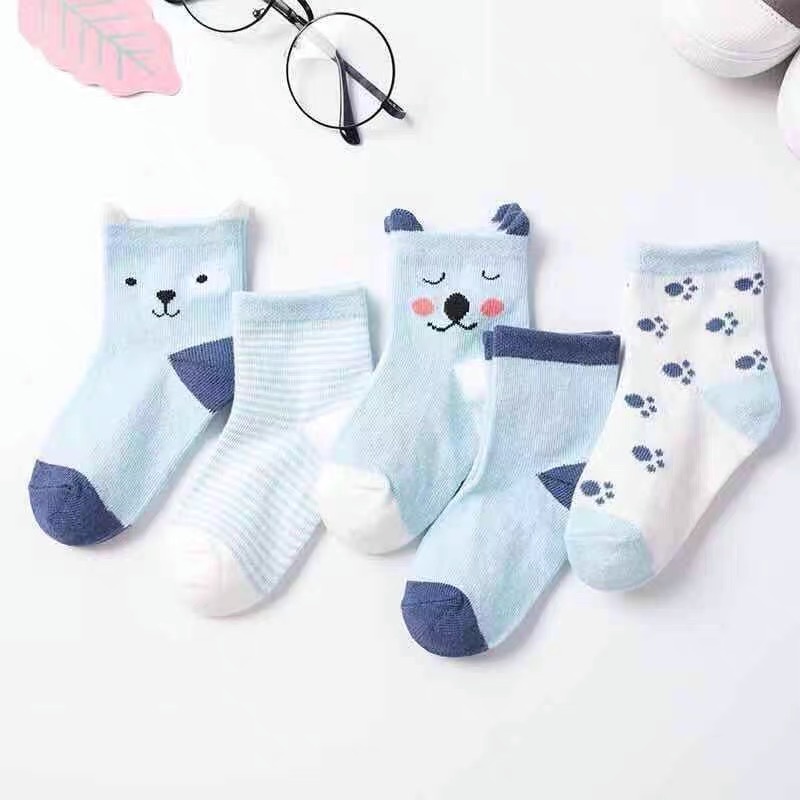 Set 5 Đôi Vớ Cotton Mềm Mại Cho Bé Sơ Sinh Từ 0-18 Tháng Tuổi