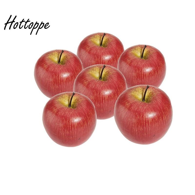 Set 6 Quả Táo Nhân Tạo Bằng Nhựa Màu Đỏ Dùng Để Trang Trí