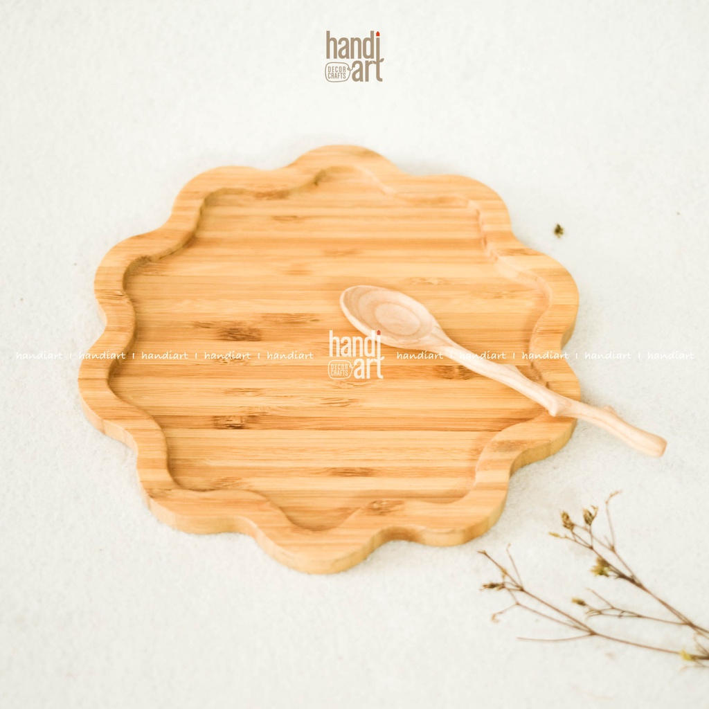 Khay gỗ tre hình bông hoa - Khay gỗ tre đựng thức ăn- bamboo wooden tray