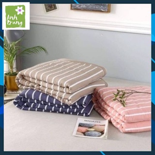 Chăn Hè Cotton Đũi Kẻ Muji hàng xuất nhật,chăn cotton kẻ sọc .
