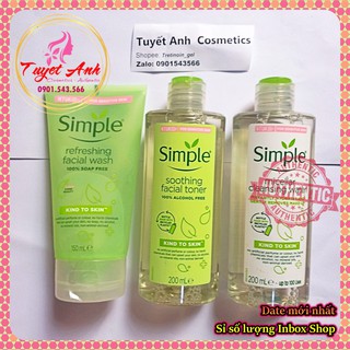 [Auth-Date mới] Combo Simple - Sữa rửa Mặt, Toner, Tẩy Trang Simple