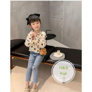 Set áo tim phối quần jean dài cho bé gái
