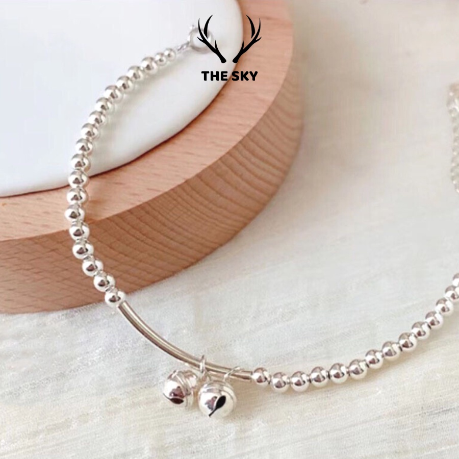 Lắc Tay Chuông Kêu Leng Keng Chất Liệu Bạc Ý Mẫu Mới Hàng Thiết Kế THE SKY VT1030