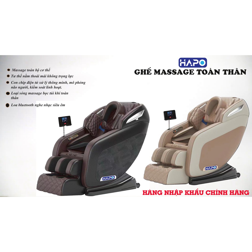 Ghế massage mát xa HAPO màn LCD cảm ứng, kiểu không trọng lực, có thể phát nhạc massage tự động,bảo hành 5 năm