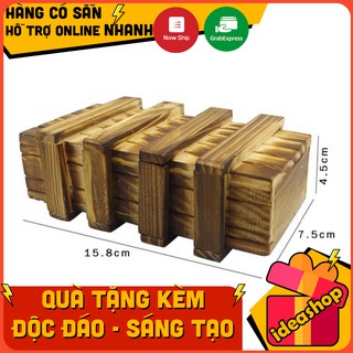 Đồ chơi trí tuệ giải mã tư duy giải đố tư duy hộp gỗ bí mật 2 ngăn magic wooden box