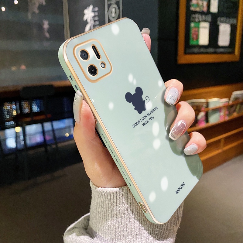 Ốp Điện Thoại Viền Mạ Chống Sốc Họa Tiết Chuột Đơn Giản Cho OPPO A16K