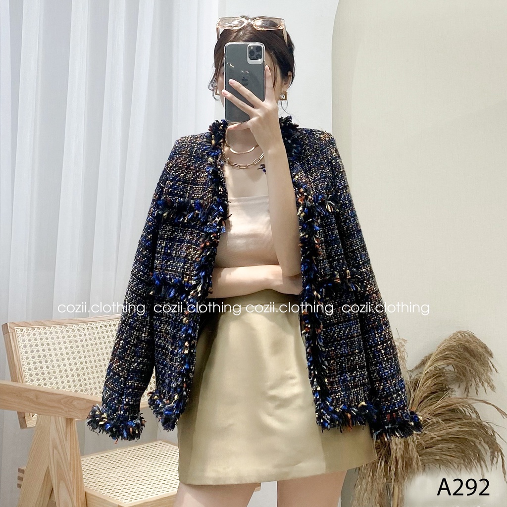 Áo Khoác Dạ Tweed Hàng Thu Đông Cao Cấp Thiết Kế 2 Lớp A292