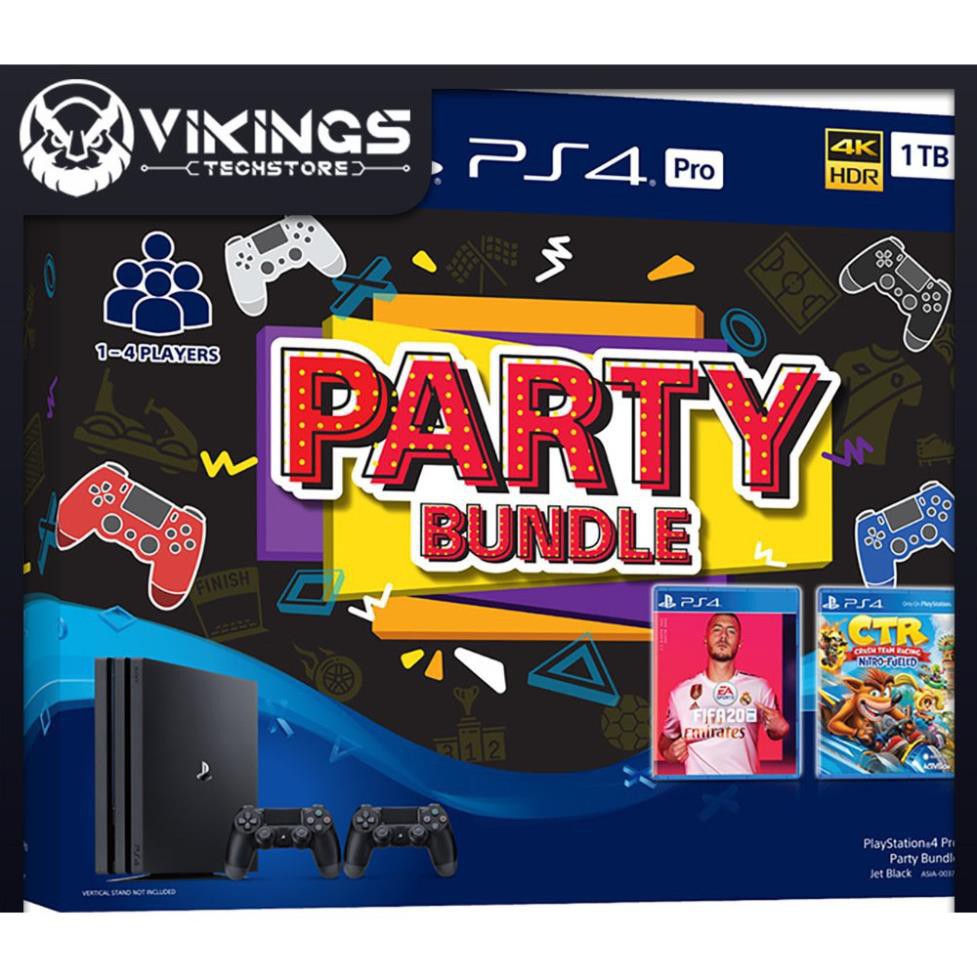 Máy PS4 Pro Party Bundle Full - 2 tay - Game FIFA 20 - Game Crash Team Racing, chính hãng bảo hành 24 tháng