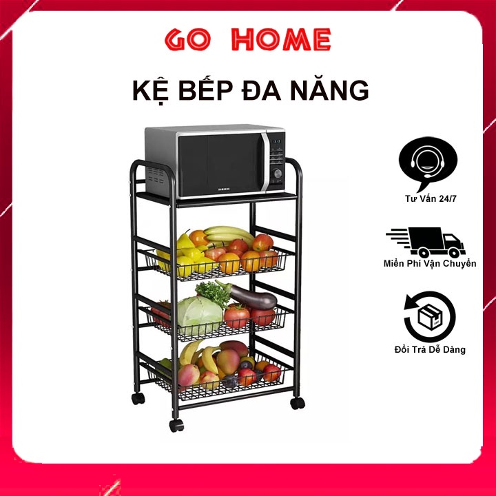 Kệ bếp đa năng lò vi sóng rau củ quả thông minh có bánh xe tiện lợi chắc chắn bền đẹp