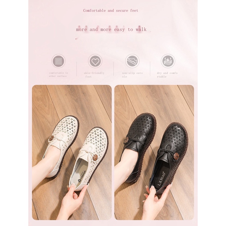 Xăng đan Da Đế Mềm Chống Trượt Thoải Mái Dành Cho Phụ Nữ Trung Niên