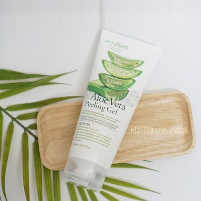 CHÍNH HÃNG -  Tẩy tế bào chết làm sạch và trắng sáng da chiết xuất từ lô hội Arrahan Aloe Vera Peeling Gel 180ml - Hàn Q