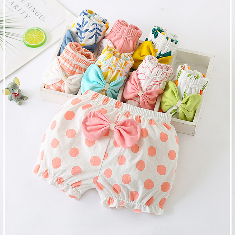 Set 4 Quần Lót Cotton Đính Nơ Dễ Thương Có Thể Tái Sử Dụng Cho Bé