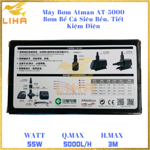 Máy Bơm Atman AT-5000 (55W-5000L/H-3M) - Nước Bể Cá Siêu Bền, Tiết Kiệm Điện