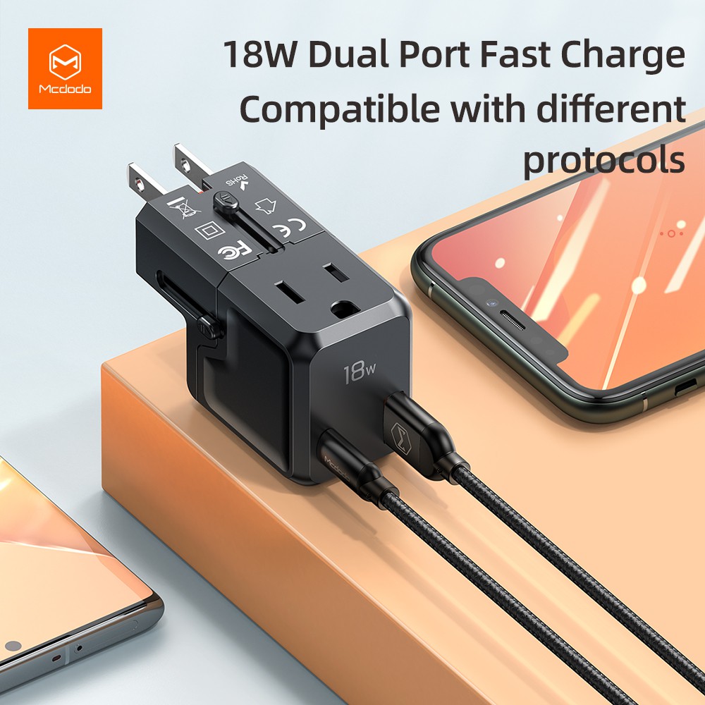 Mcdodo Ch-8110 PD + QC 18W Travel Charger USB C International Plug Socket