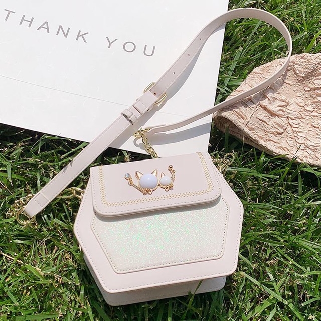 Túi xách nữ cao cấp , hình lục giác, phối nhũ phong cách NV0300