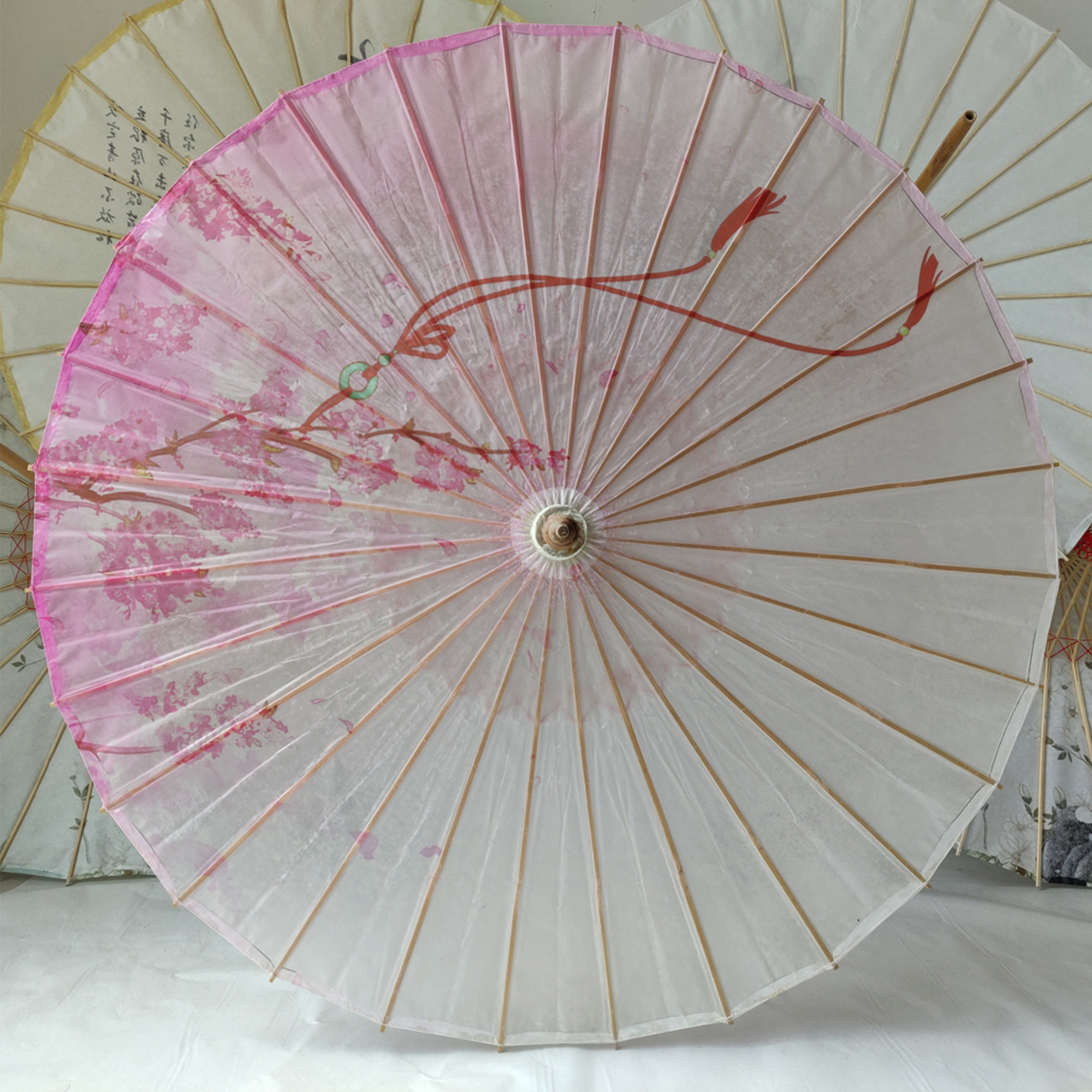 Tung Oil Stone Drum Oil Paper Umbrella Rainproof and Waterproof Handmade Hanfu Retro Style Umbrella Practical Sunscreen Traditional Ancient Costume Props UmbrellaChinaHanFu