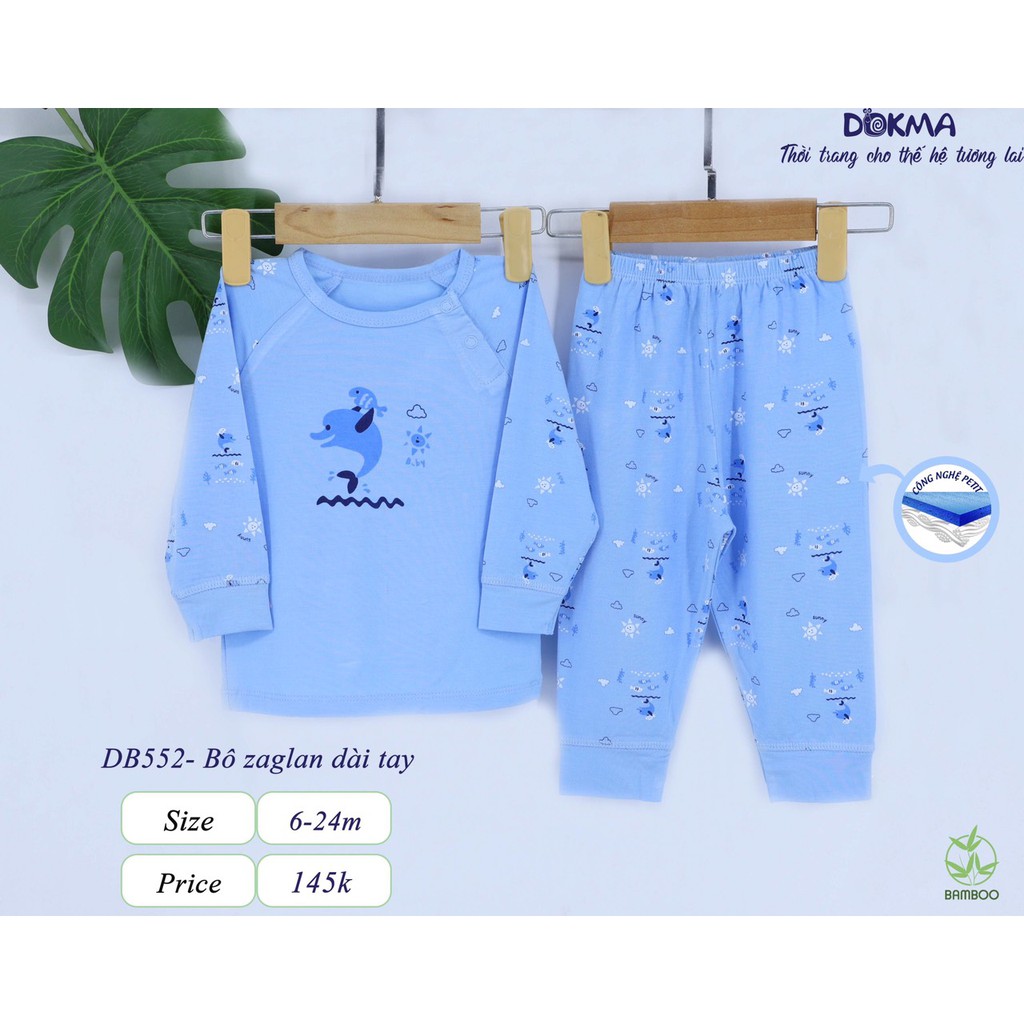 ( CHÍNH HÃNG) Bộ quần áo DOKMA bộ mùa thu cho bé chất vải cotton siêu mềm cho bé từ 6-24m