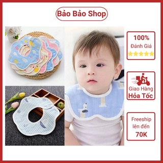 Yếm xô sợi tre 6 lớp xoay 360 độ cho bé có cúc bấm dày dặn siêu thấm hút