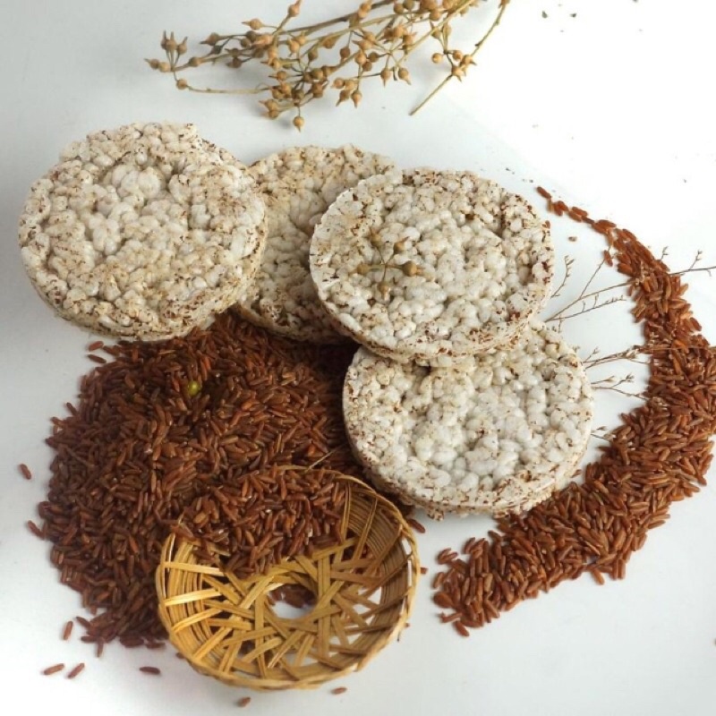 Bánh gạo lứt nguyên hạt Hellorice gồm gạo lứt huyết rồng/tím than/yến mạch (500g=51c=3 cây)