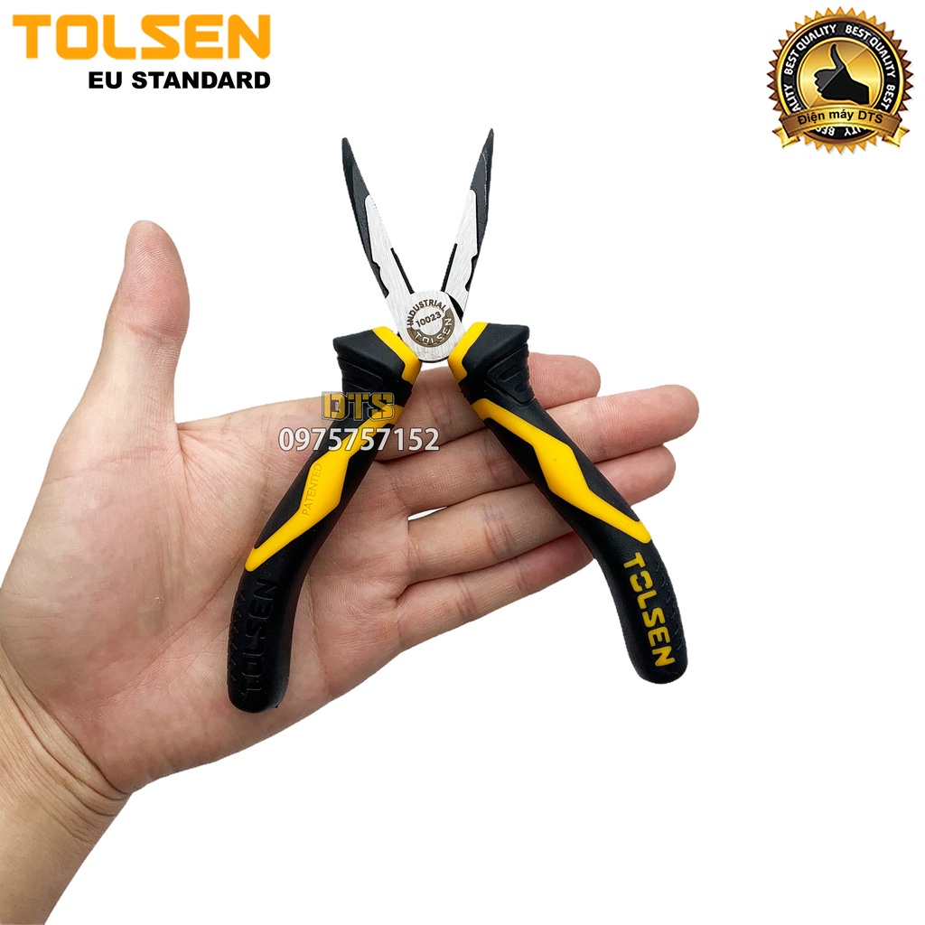 Kìm nhọn mỏ cong công nghiệp TOLSEN 6 inch/ 160mm, thép CR-V cao cấp Niken chống gỉ - Tiêu chuẩn xuất khẩu Châu Âu