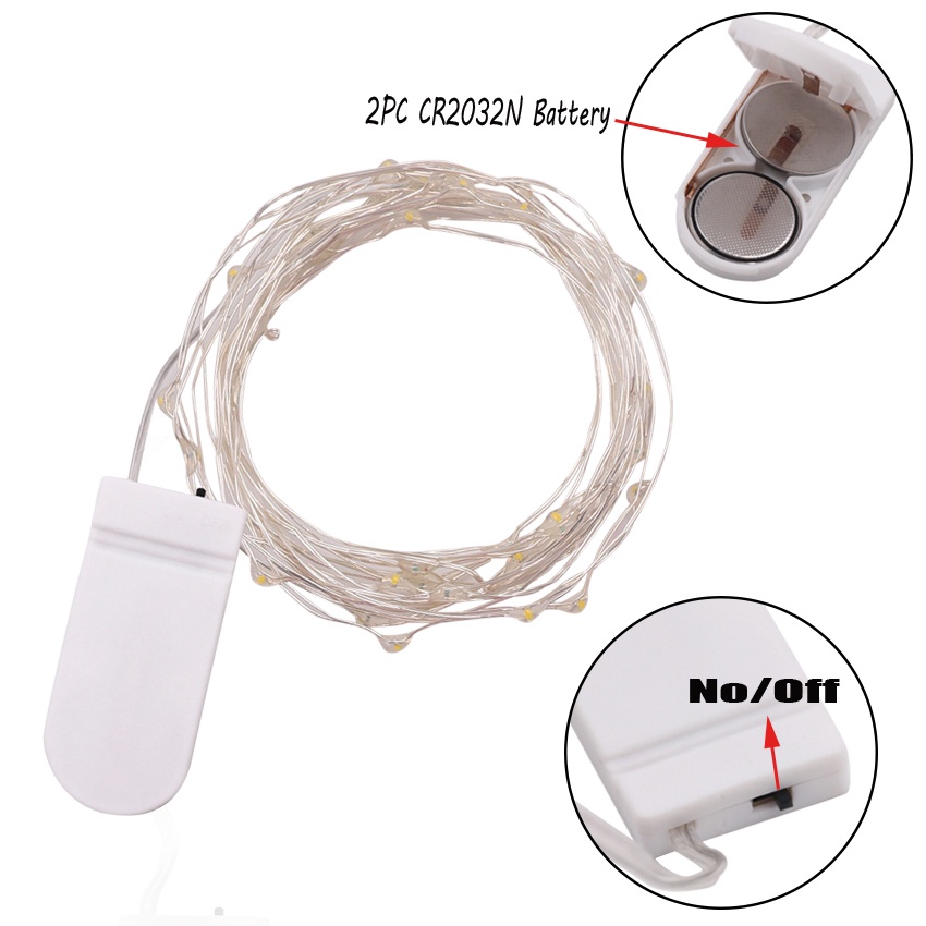 1M 2M 3M Button Battery Powered U Shape LED String Lights For Xmas Tree Party Wedding Christmas Decoration