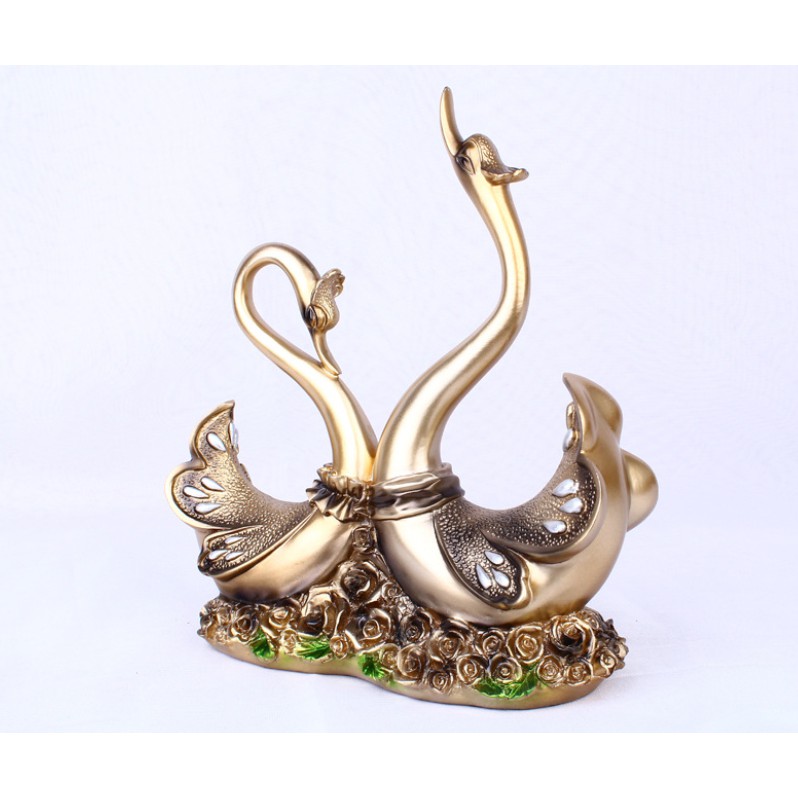 tượng thiên nga. decor trang trí. nội thất trang trí. tượng thiên nga trang trí phòng khách. set tượng thiên nga.