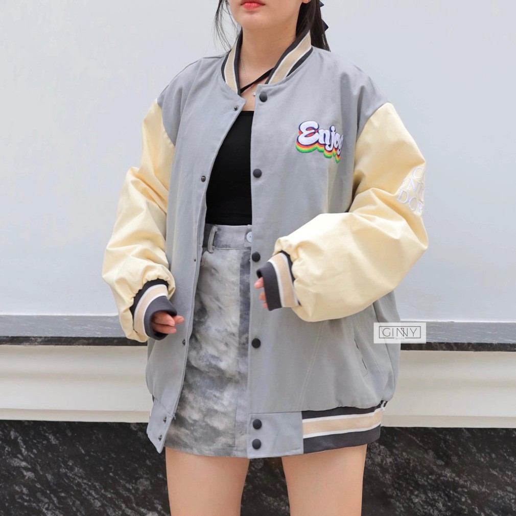 Áo Khoác Bomber Enjog TK 02| Khoác Bomber Nữ| Form Rộng| Áo Bóng Chày | BigBuy360 - bigbuy360.vn